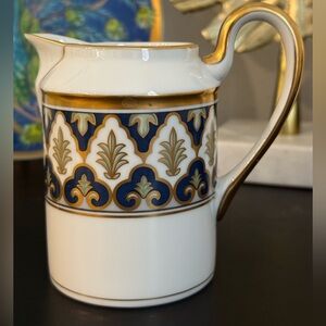 Christian Dior “Monaco” Fine China Creamer – Vintage, Gold & Navy Pattern